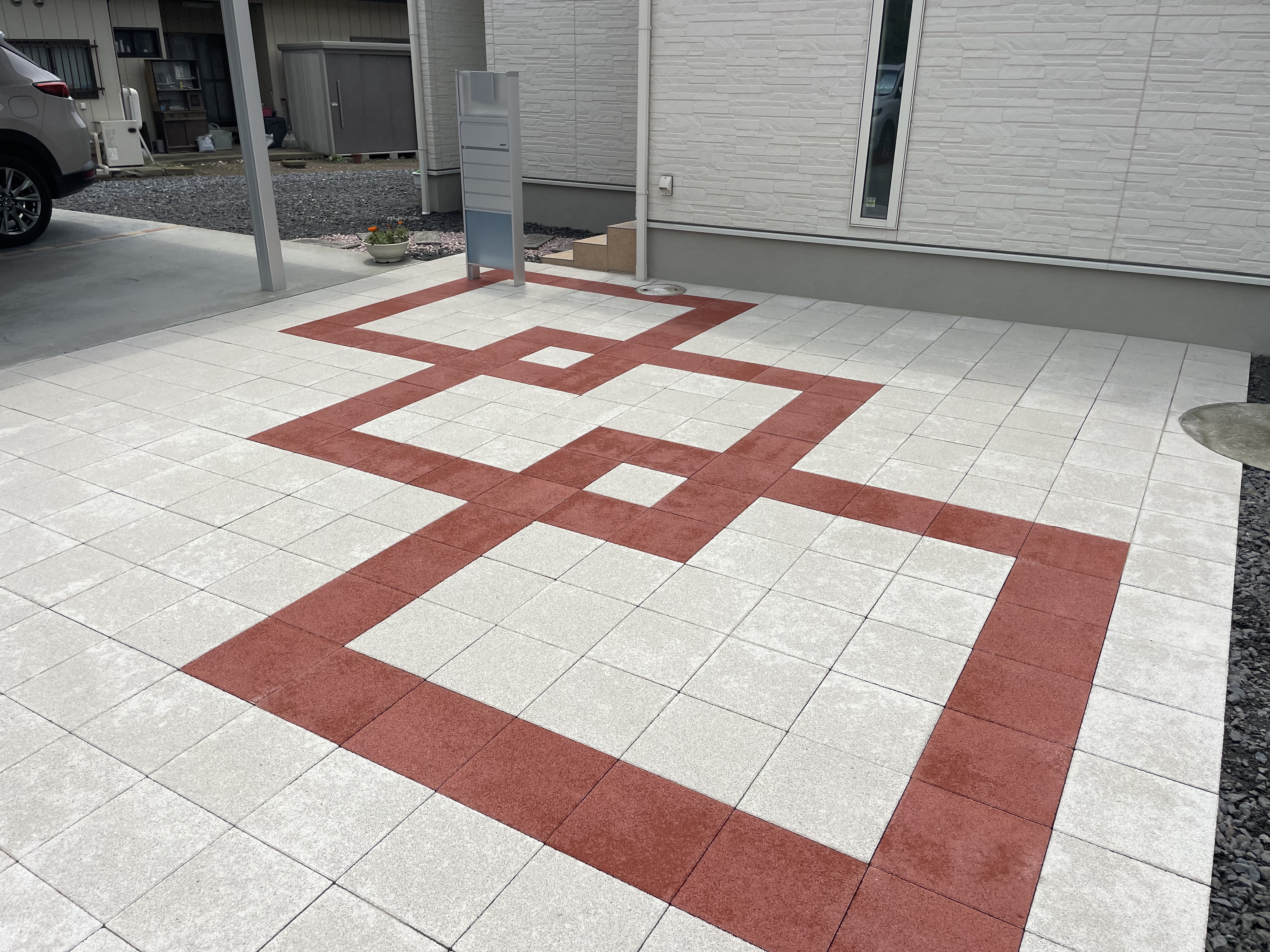 外構 事例みどり市　Ｓ様邸　玄関アプローチ工事